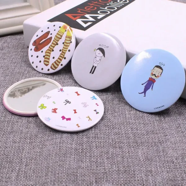 1Pc Cute Cartoon Mini Portable Circular Hand Mirror Pocket Portable Makeup Tool U2JD - Image 4